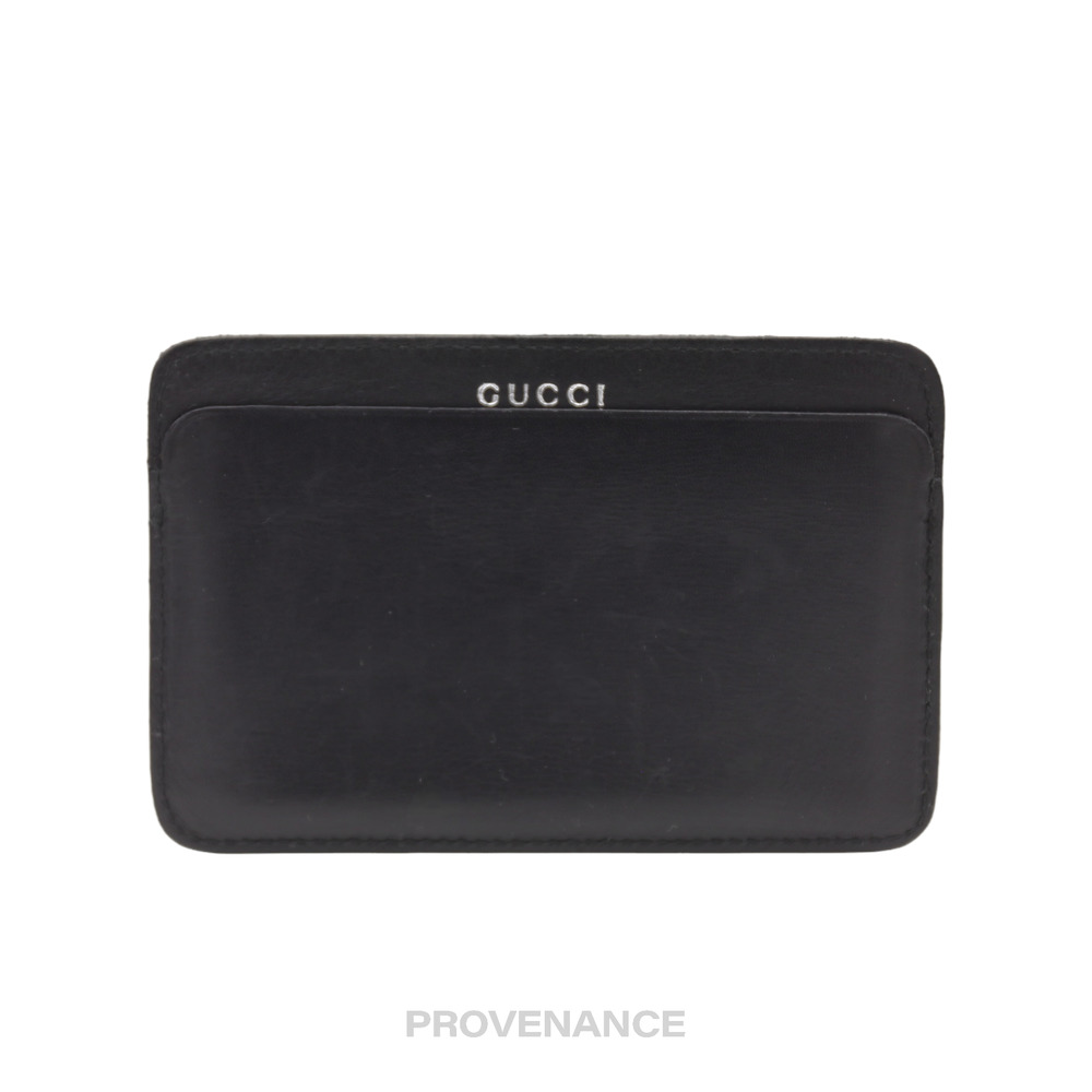 🔴 Gucci Card Holder Wallet - Black Leather